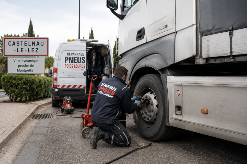 Dépannage pneu poids lourd à Castelnau-le-Lez : une intervention rapide pour éviter l'arrêt de votre activité